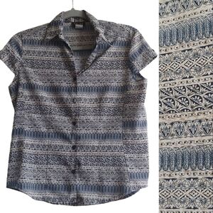 Stunt Boho Printed Button Down Women's Camp Shirt Small